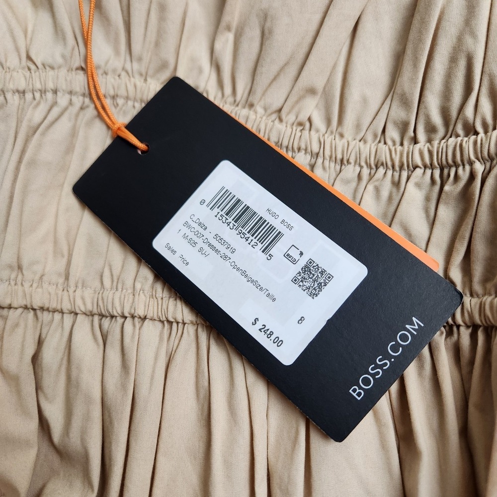 Boss Orange Dalza A Line Sweetheart Neck Sleeveless Beige Dress Womens 8 NWT - Picture 7 of 10
